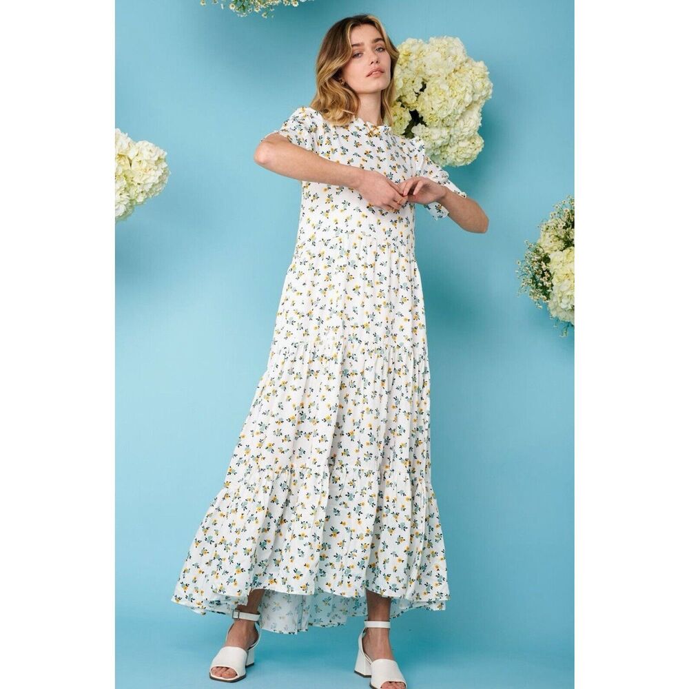 New Sister Jane Wild Flower Tiered Maxi Dress Size Medium